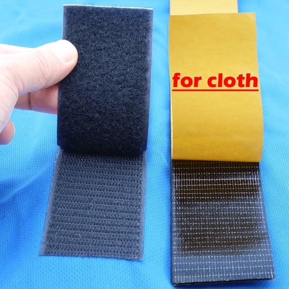 1 Meter Black Hook and Loop Sticky Back Tape High Bond Mesh Adhesive, Waterproof, No Residue for Fabric & Auto