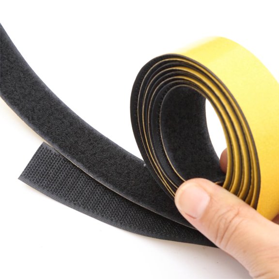 1 Meter Black Hook and Loop with Strong Adhesive Backing - 25mm Wide for Precision Applications