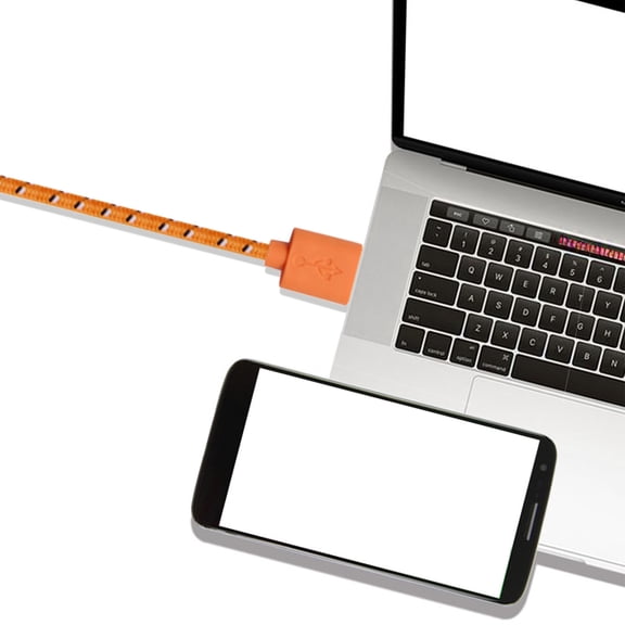 1 Meter Color Pattern Data Cable with Micro USB and Type-C Ports Nylon Braided Fast Charging for Mobile Phones Orange