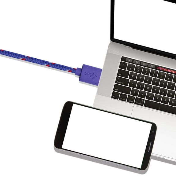 1 Meter Color Pattern Data Cable with Micro USB and Type-C Ports Nylon Braided Fast Charging for Mobile Phones Purple