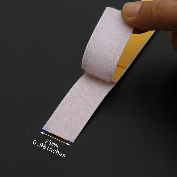 1 Meter White Hook and Loop with Heavy Duty Backing - 25mm Narrow Width for Precision DIY Projects