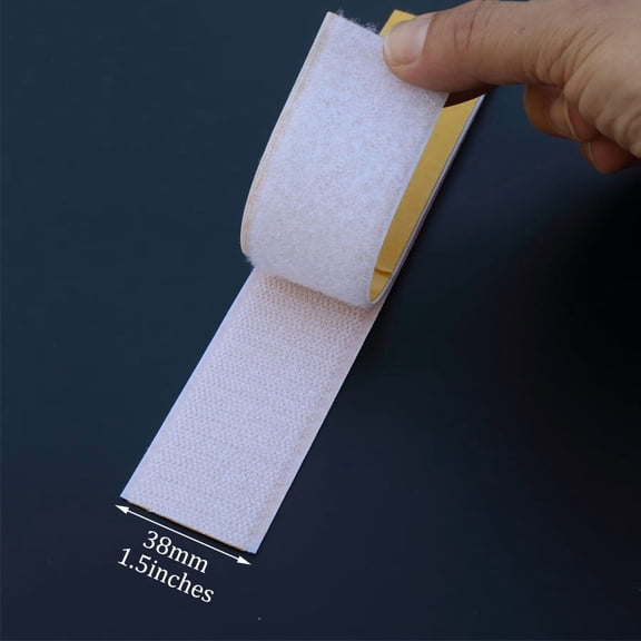 1 Meter White Sticky Back Hook and Loop - Removable Strong Hold for Car Decor, Clothing & Craft Surfaces