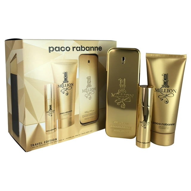 1 Million for Men by Paco Rabanne 3.4 oz EDT 3 Pc Travel Set