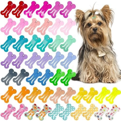 1" Mini Clip - 50 count Hair Clips Shaped Snap Barrettes Multicolor Small Snap Hair Clips Puppy Hair Accessories for Yorkie Puppy Pet 25 Styles