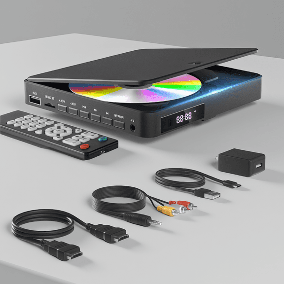 1 Mini DVD Player 1080P Output Region Free USB SD Card Port with Remote Control
