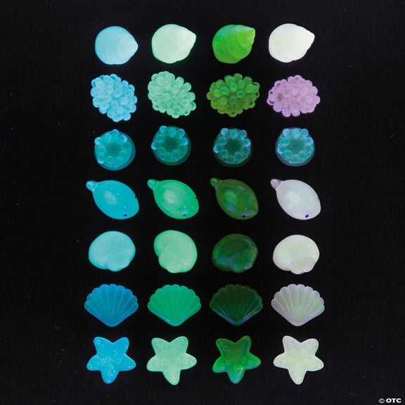 1" Mini Glow-in-the-Dark Pastel Ocean Icon Acrylic Toys  24 Pieces