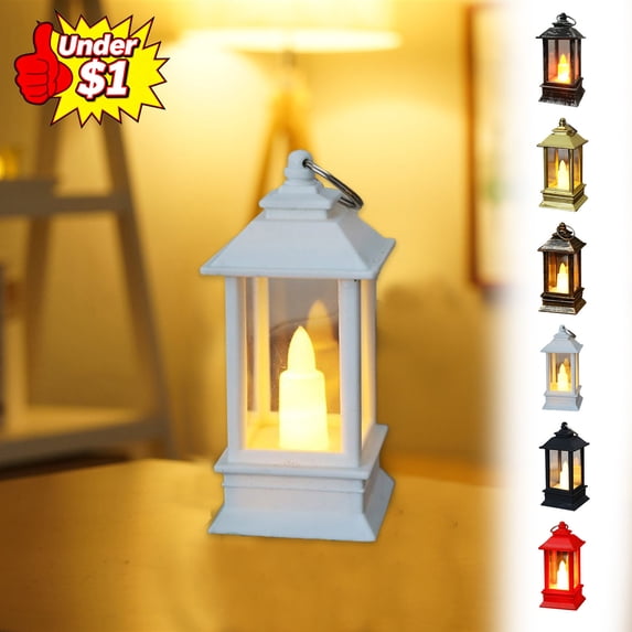 Under $1 Mini Square LED Lantern Electronic Candle Light, Flickering Flame Night Light, Hanging Small Oil Lamp, Indoor Outdoor Decor for Christmas Halloween Holiday Tabletop Home Party Decoration