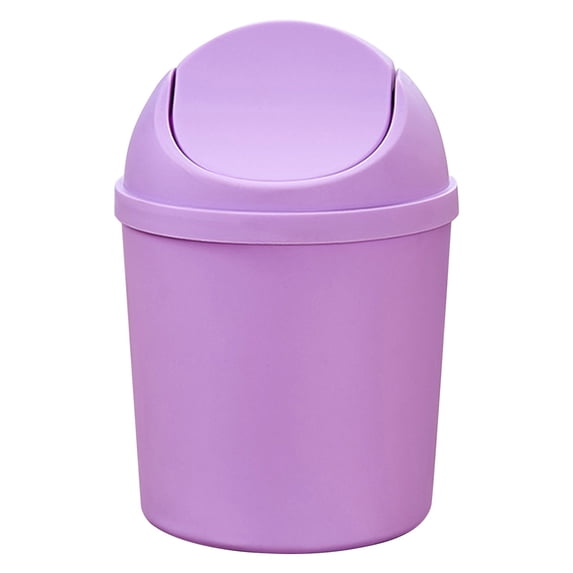 1 Mini Storage Bucket, Desktop Storage Bin, Fdelink Mini Small Round Plastic Trash Can Multi Function Household Shake Lid Type Waste for Desktop Bathrooms Kitchens Home Offices