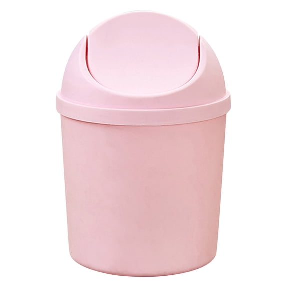 1 Mini Storage Bucket, Desktop Storage Bin, Fdelink Mini Small Round Plastic Trash Can Multi Function Household Shake Lid Type Waste for Desktop Bathrooms Kitchens Home Offices