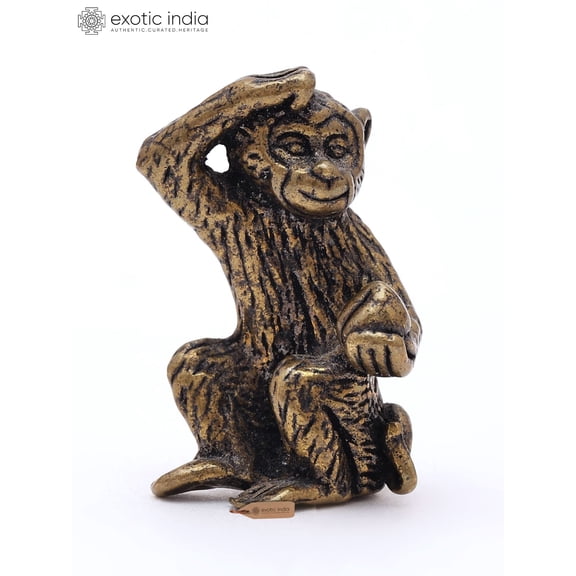 1" Miniature Brass Monkey Statue | Table Decor