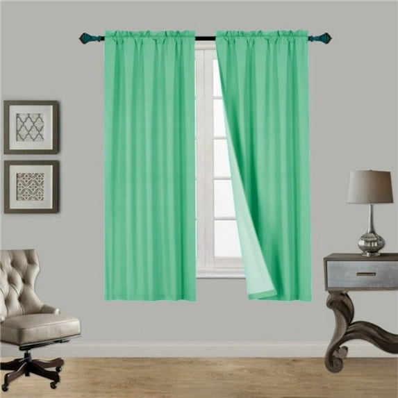 1 Mint Single Panel Solid Foam Lined Blackout Window Curtain Panel Treatment Drape Rod Pocket Size 63" Long R64