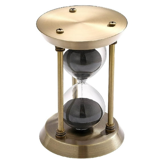SUWUI 1 Minute Sand Timer Hourglass,Small Brass Sand Clock 1 Min, Retro Black Sand Watch,Vintage Reloj De Arena 1 Min, Metal Unique Hour Glass Sandglass for Office Desk Home Gifts Kitchen Decorative
