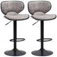 1. Modern Black Leather Bar Stools Set of 2 Adjustable Height Swivel