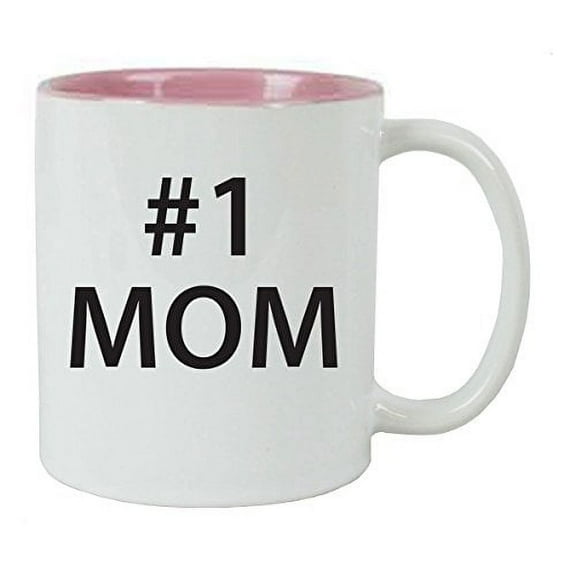 #1 Mom 11 oz White Ceramic Coffee Mug (Pink) with Gift Box - Great Gift for Mothers's Day Birthday or Christmas Gift for Mom Grandma Wife