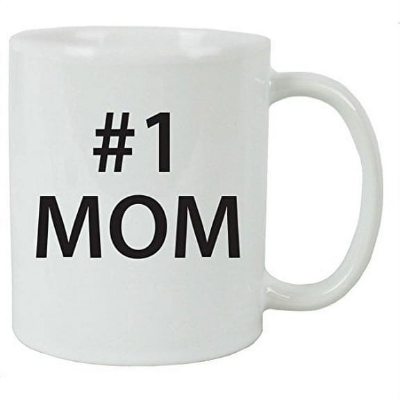 #1 Mom 11 oz White Ceramic Coffee Mug with Gift Box - Great Gift for Mothers's Day Birthday or Christmas Gift for Mom Grandma Wife