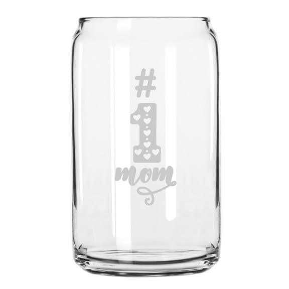#1 Mom Mother's Day Etched 16oz Libbey Can Glass
