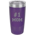 thumbnail image 1 of #1 Mom Stainless Steel Engraved Insulated Tumbler 20 Oz Travel Coffee Mug, Purple, 1 of 1
