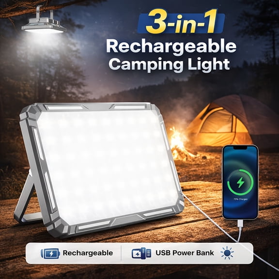 1 Multi-Function Emergency Light Ultra-Bright Outdoor Spotlight Portable Handheld Camping Lantern Six Lighting Modes Battery Level Indicator Magnetic Base Home Emergency Hanging Light