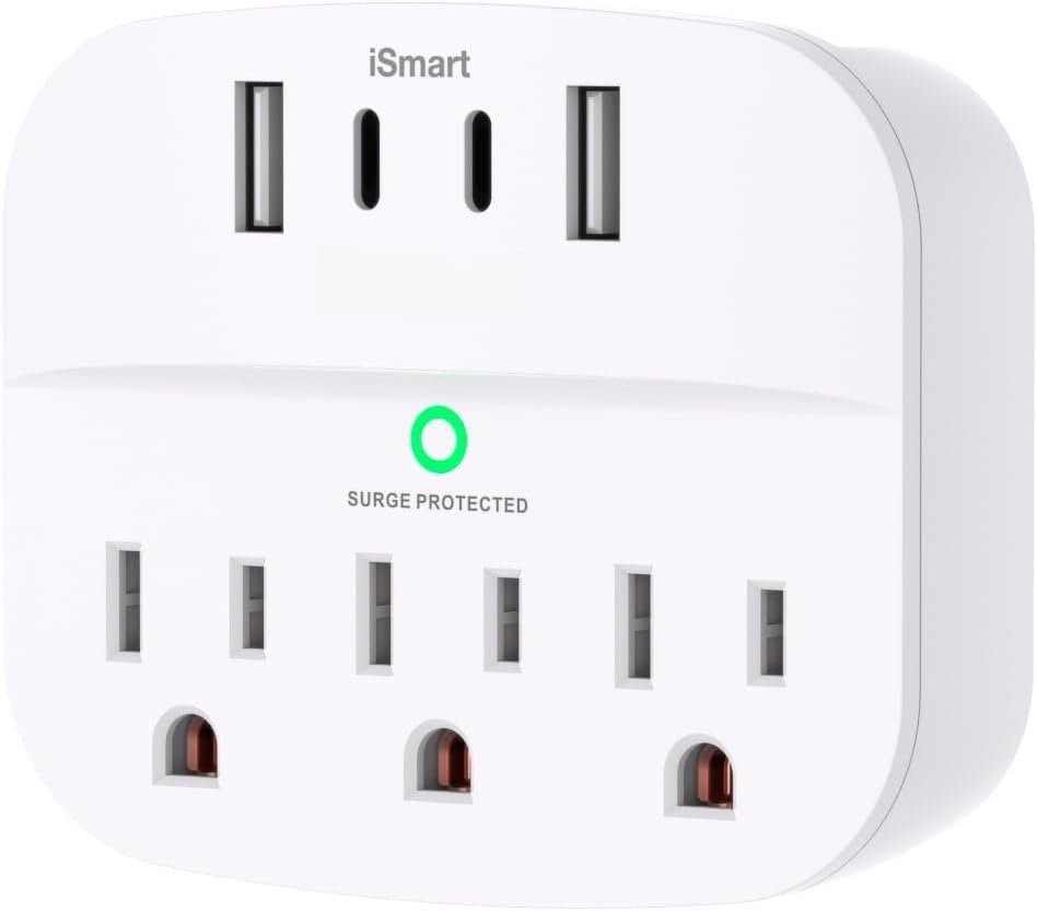 1 Multi Plug Outlet Splitter with , Surge Protector Outlet Extender ...
