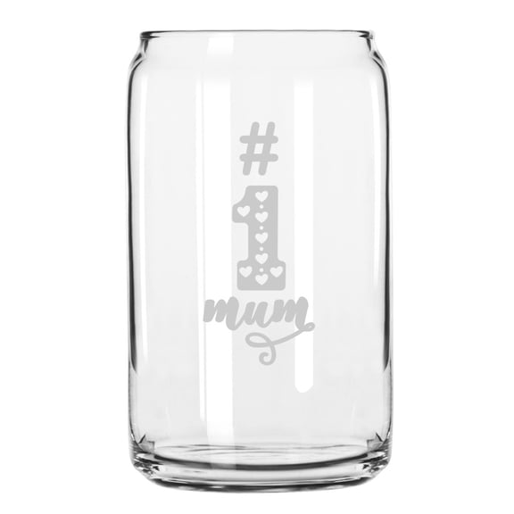 #1 Mum Mother's Day Etched 16oz Libbey Can Glass