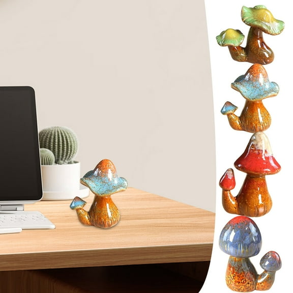 1*Mushroom Shaped Toilet Handle, Desktop Ornament Toilet Caps Toilet Covers Decorative Fun Ceramics Toilet Covers Screw Cover Caps Toilet Caps for Bathroom Decor(Combination)