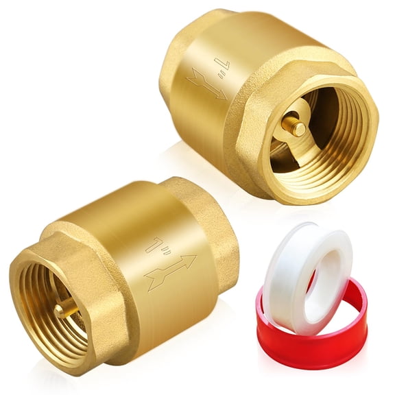 1'' NPT Brass Spring Check Valve, One-Way Flow Control for Pumps and Plumbing