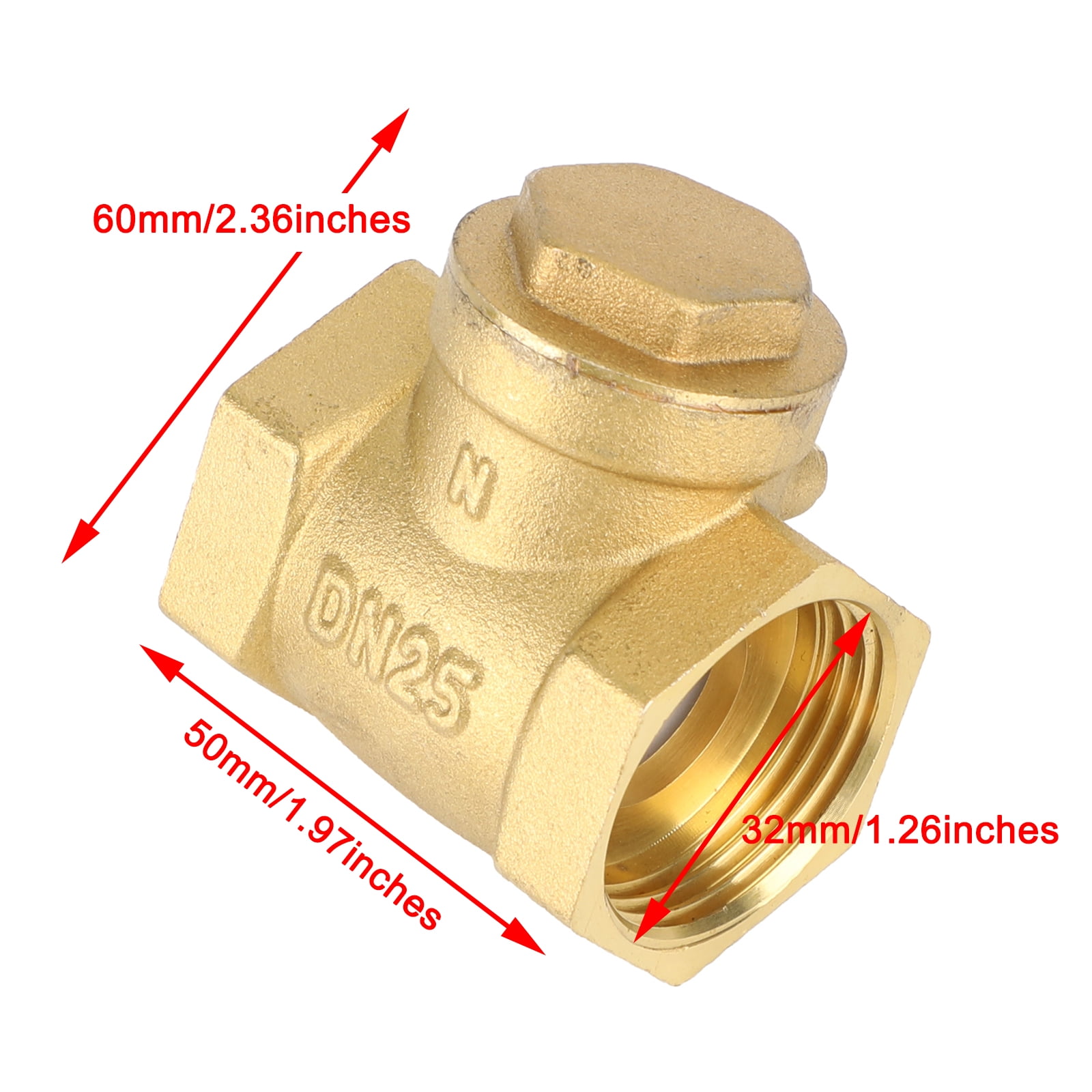 1" NPT Brass Water Oil Gas Swing Check Valve Threaded Plumbing Fitting ...