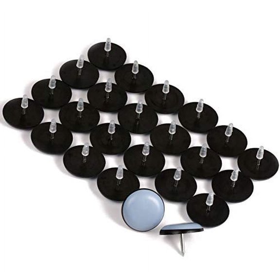 PRECIHW 24-Pack 3/4 Inch Nail-On Chair Glides – Round PTFE Teflon Furniture Sliders, Light Blue, 5mm Thick, For Hardwood Floors, Carpet, Tables, Chairs & Sofas