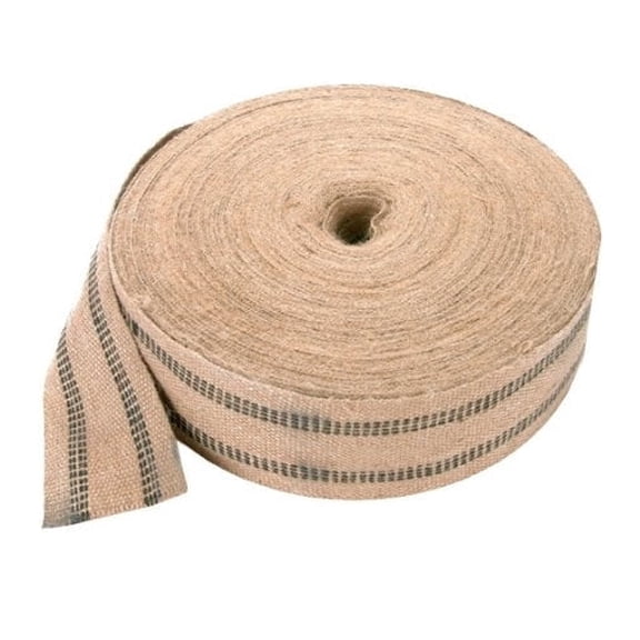 Natural Jute Webbing 3.5 Inch Wide Red Stripe 72 Yards Non-Stretch