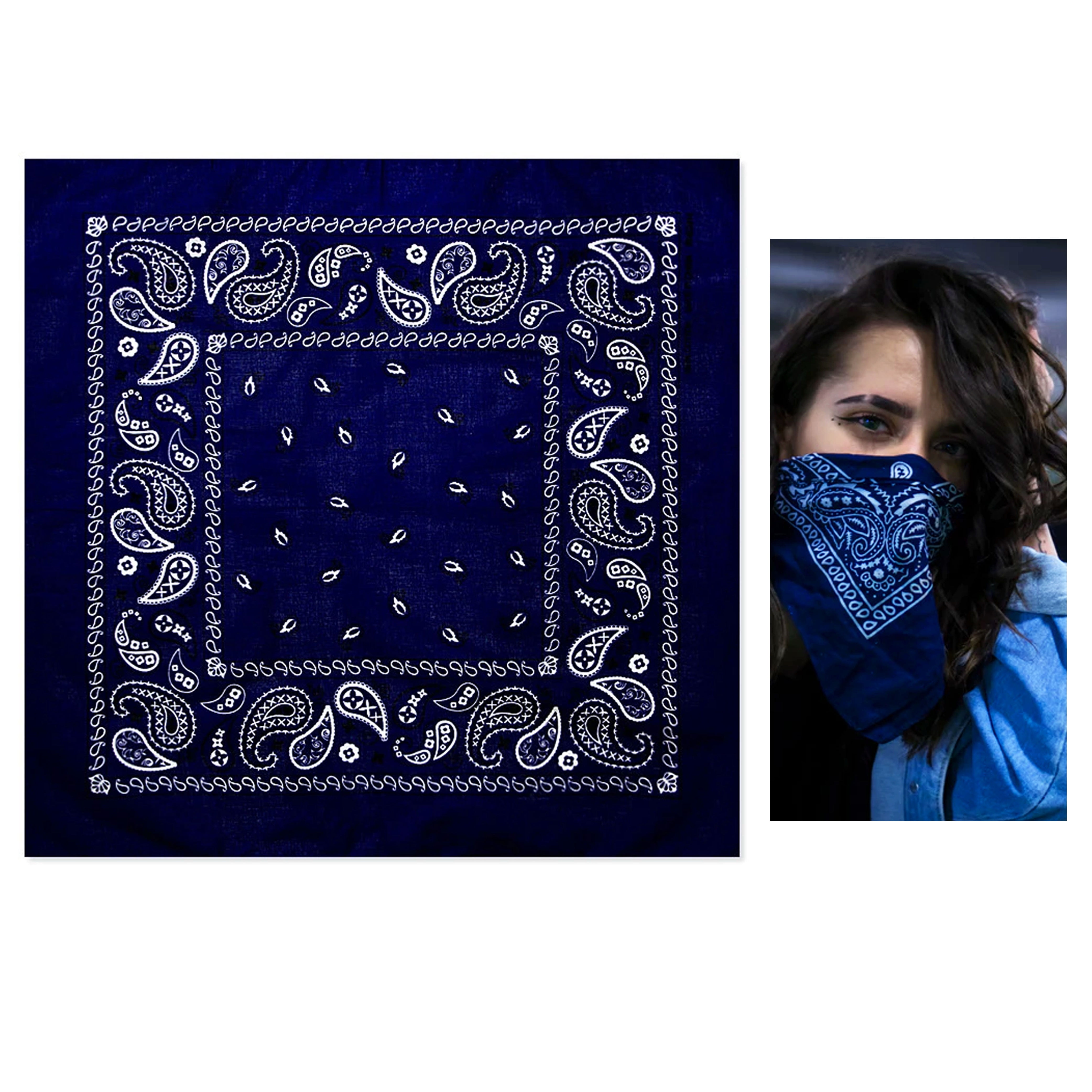 1 Navy Blue Paisley Bandana Scarf Face Head Cover Wrap Neck