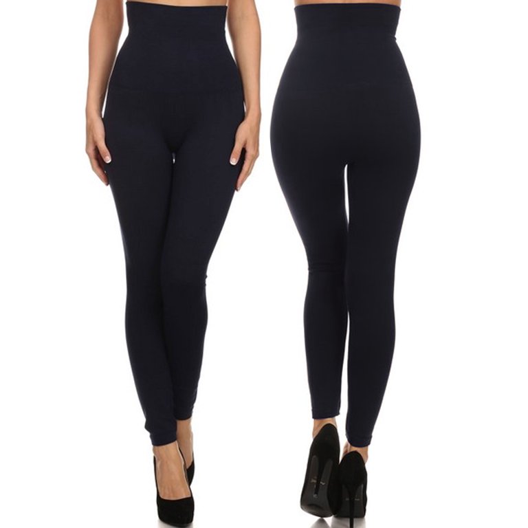 1 Navy Blue Premium Figure Shaping High-Rise Leggings Waist