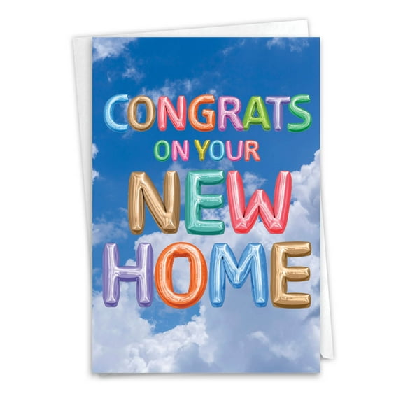 The Best Card Company New Home Greeting Card w/ 5x7 Envelope (1 Card), for Men, Women, Housewarming Inflated Messages C5651NNHG