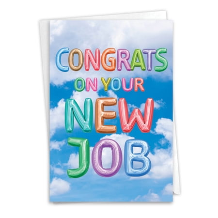 The Best Card Company New Job Greeting Card w/ 5x7 Envelope (1 Card), for Men, Women, New Job Congratulations Inflated Messages C5651RNJG
