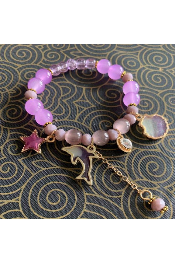 1 New Star Moon Dolphin Bracelet Fashion Gift for Best , BIRTHDAY GIFT,Purple