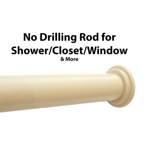 1" No Drilling Shower Closet Window Tension Rod, Heavy Duty, 24"-42", French White