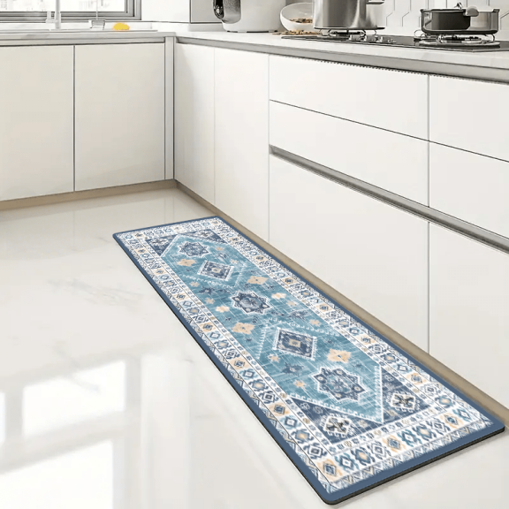 1 Non-slip Kitchen Mat | Washable, Thick, Bohemian Style, Suitable for Floors, Indoor Hallway Entrances, Laundry Room Tablecloths | Suitable for Floors, Indoor Hallway Entrances