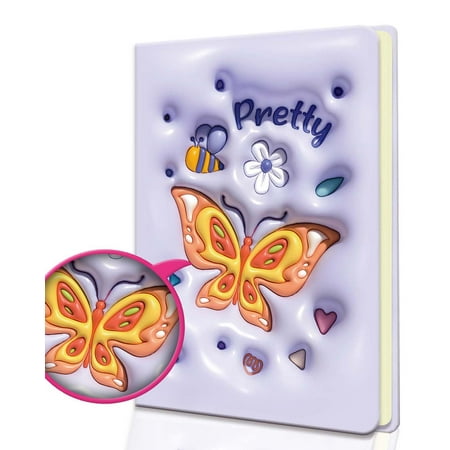 Notebook With 3D Effect, 7x5.2 Inches, Cover Bumpy 3D Effect With Different Shapes Of Butterflies, Shorthand Notebook, Suitable For Teenagers To Write, Make Notes