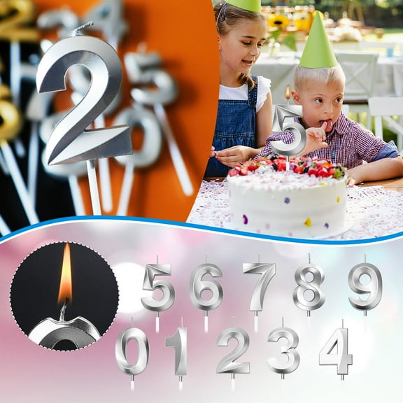 1×Number Candle (Silver) Clearance! Nomeni Birthday Number Candle 3D Shape Birthday Candle Decoration Birthday Cake Candle Silver 1Pc Number 1, Home Decor Promotion Sale!