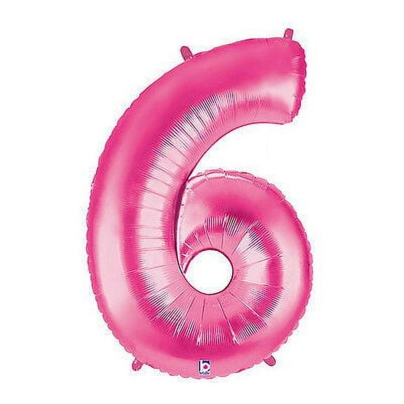 (1) Number SIX 6th #6 PINK 34" Girl Birthday Party Figure Mylar Balloon JUMBO