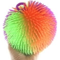 thumbnail image 1 of 1 ORANGE/GREEN/PURPLE Rainbow Multi-Color Jumbo 7" Puffer Ball - Sensory Therapy Fidget Stress Balls - OT Autism SPD, 1 of 3