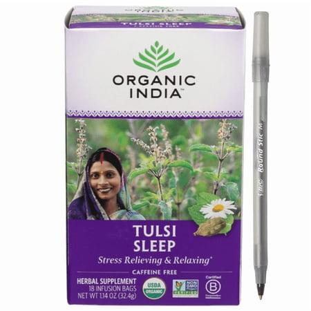 1+ ORGANIC INDIA Tulsi Sleep Tea with pen