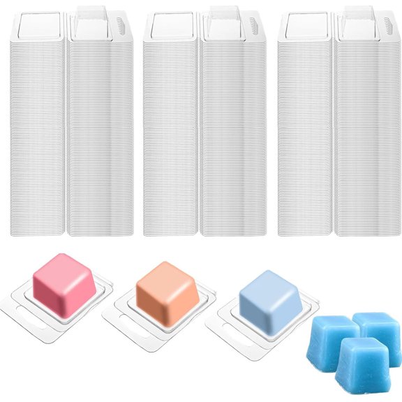 1 OZ Clear Empty Plastic Wax Melt Containers,Bexikou 50 Packs Single Clamshells for Wax Melts,Square Plastic Wax Melt Molds, Clear Single Wax Melt Clamshells,Empty Candle Melt Molds