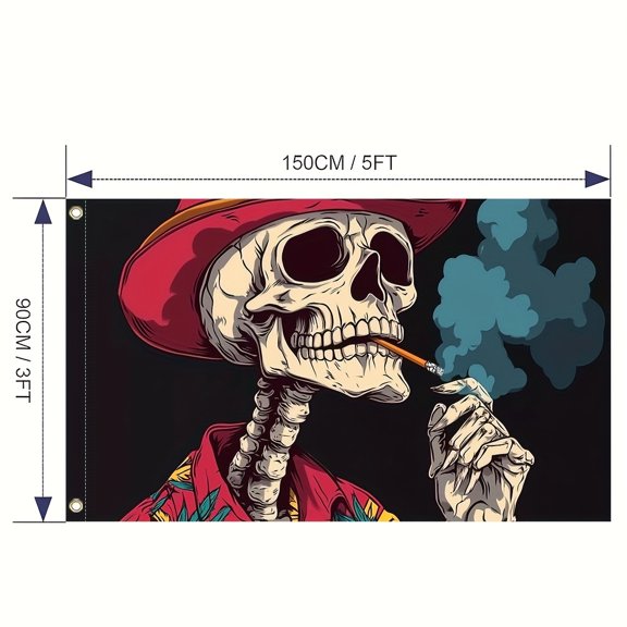 1 One Vintage Skull Humor Flag-100% Polyester Fiber, Funny Multi-Purpose Outdoor Banner, No Electricity Needed, Colorful, Suitable for Garden and Patio Decoration