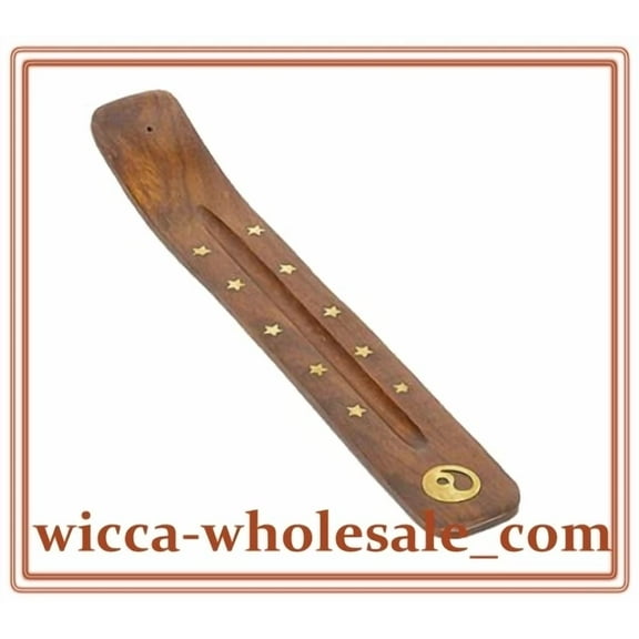 1 One Ying Yang Wooden Incense Burners Ashcatchers Boat Type 10" Long