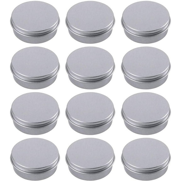 1 Ounce Aluminum Tin Jar Refillable Containers 30ml Aluminum Screw Lid Round Tin Container Bottle for Cosmetic,Lip Balm, Cream, 12 Pack.