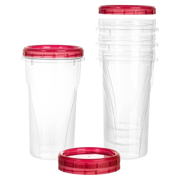 1 Ounce Clear Top Containers, Red Lids, Stackable Storage