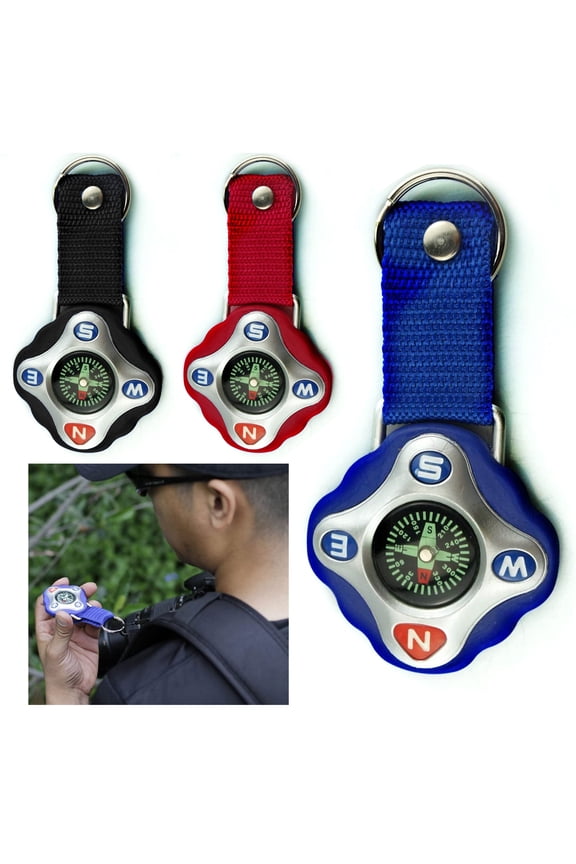 1 Outdoor Compass Keychain Navigation Adventure Survival Camping Hiking Military