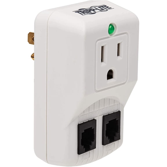 1 Outlet Portable Surge Protector, Wall Mount Direct Plug-in, Tel/Modem, & $10K INSURANCE (TRAVELCUBE)