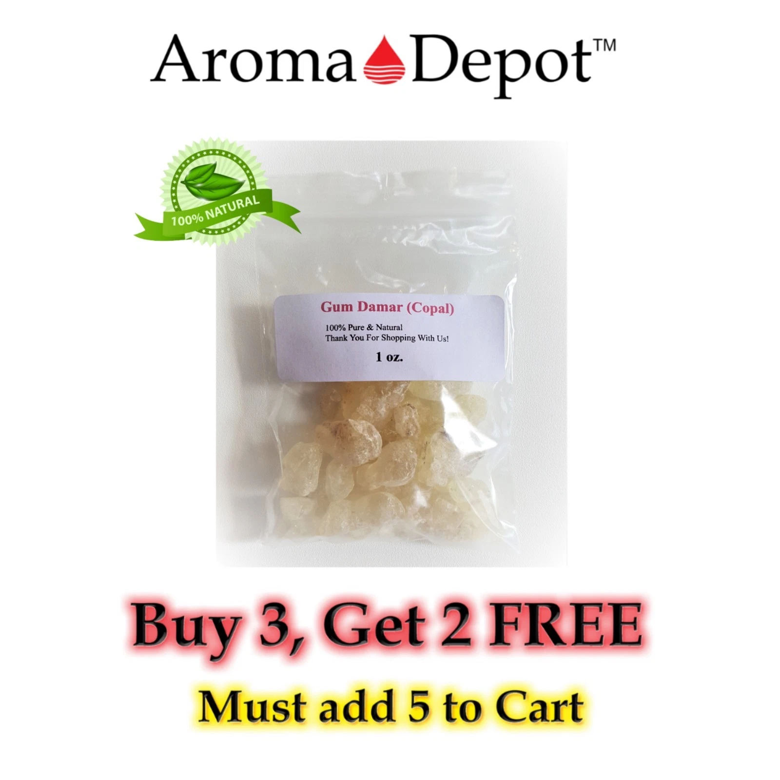 1 Oz. White Copal Damar Gum Resin Natural Crystals Encaustic Gammar Resin