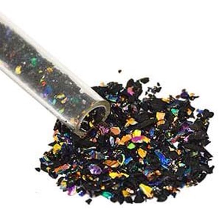 1 Oz on Black Dichroic Glass Frit Flakes w Coe96 Fusible